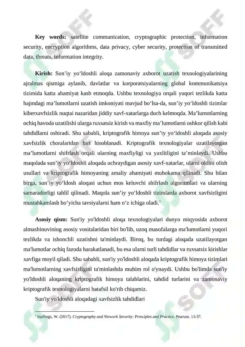 SUN’IY YULDOSHLI ALOKADA KRIPTOGRAFIK XIMOYANING AXAMIYATI 2