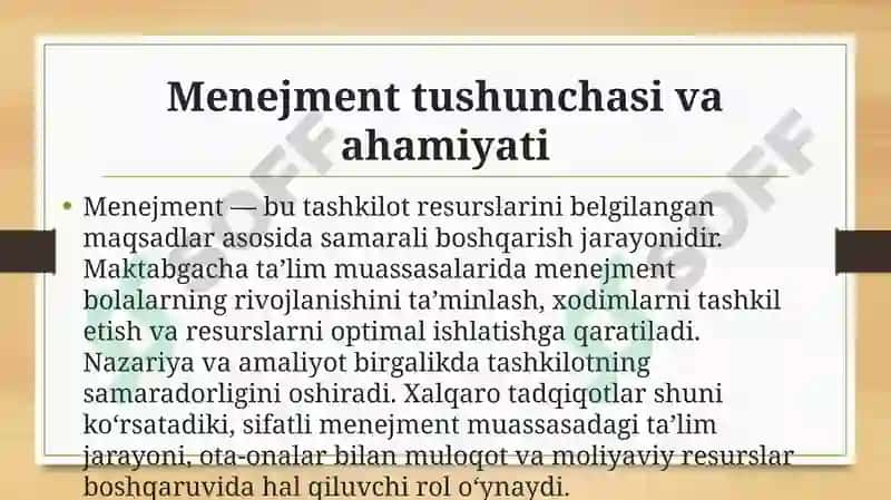 Menejment nazariyasi va tashkil etilishi 2
