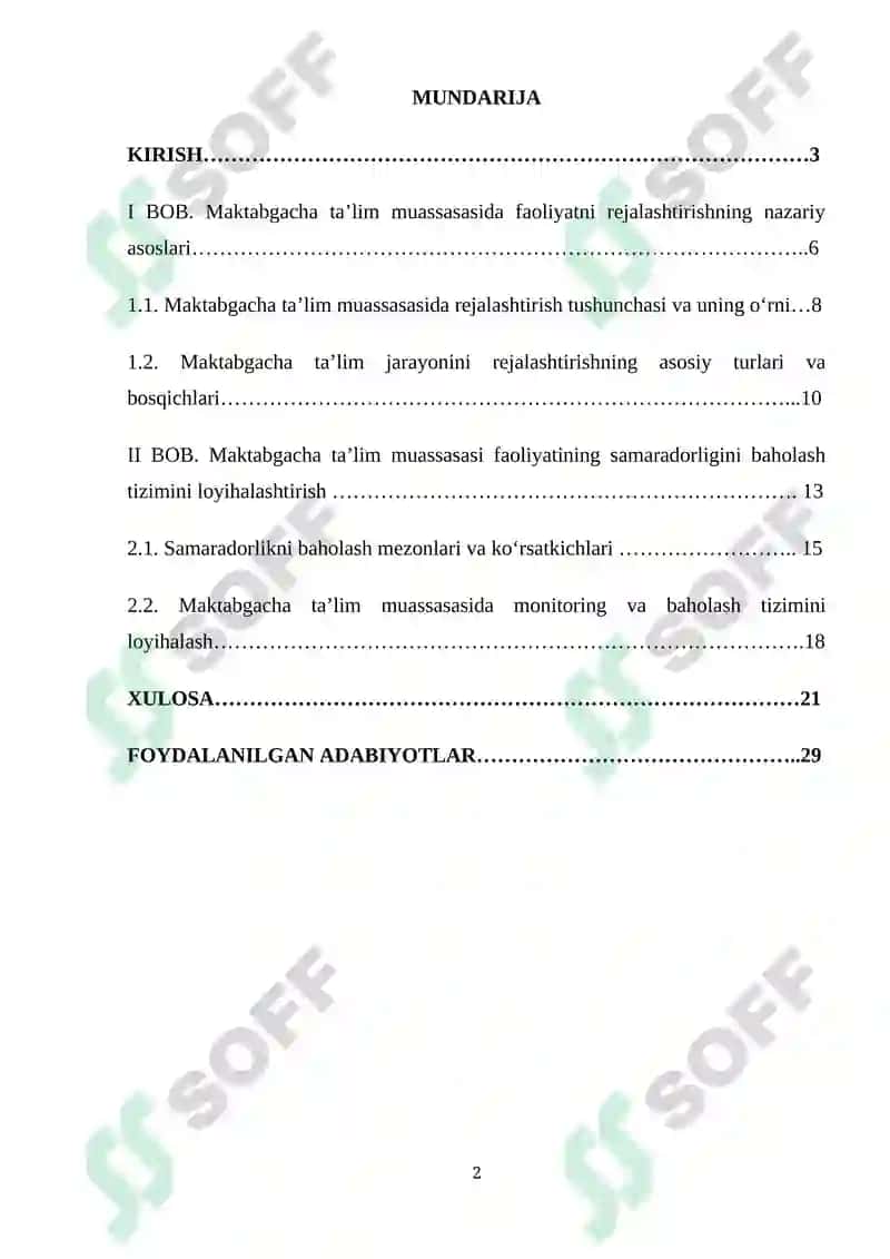 Maktabgacha ta'lim rejalashtirish asoslari 2