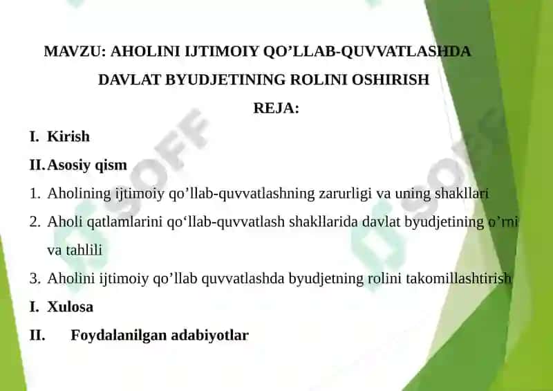 AHOLINI IJTIMOIY QO’LLAB-QUVVATLASHDA DAVLAT BYUDJETINING ROLINI OSHIRISH 2