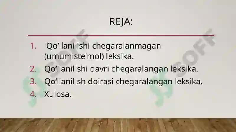 Qoʻllanilishi chegaralangan va chegaralanmagan leksika 2