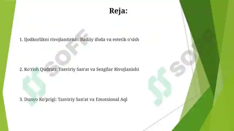Tasviriy San'at va Sezgilar Rivojlanishi 2