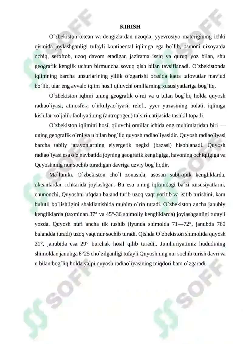 O`ZBEKISTONNING IQLIMIY RESURSLARDAN FOYDALANISHI 2