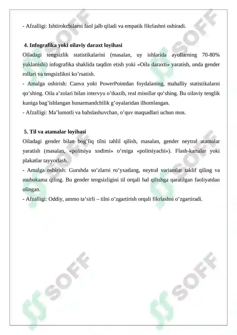 Oiladagi ijtimoiy tengsizlik va uning gender jihatlari ijodiy loyiha tayyorlash 2