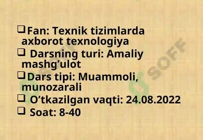 «ОLIY MATEMATIKA VA AXBOROT TEXNOLOGIYALARI » KAFEDRASI 2