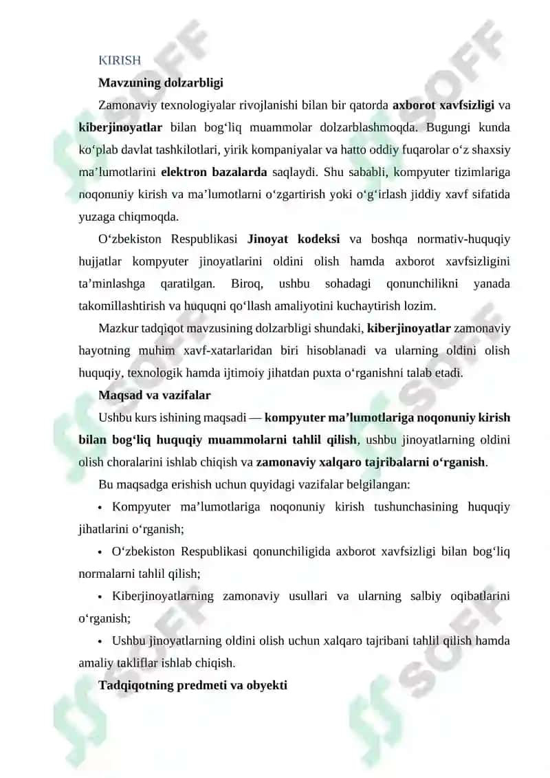 KOMPYUTER MA'LUMOTLARIGA NOQONUNIY KIRISH UCHUN JAVOBGARLIK 2