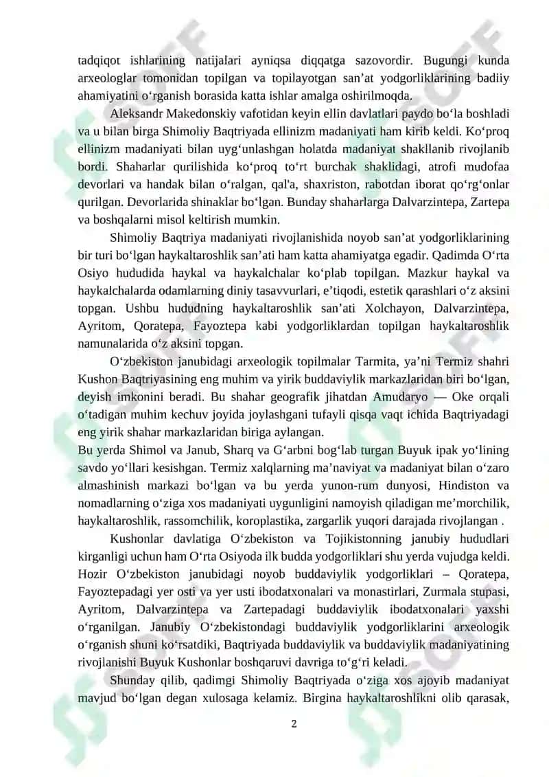 SHIMOLIY BAQTRIYA VA JANUBIY BAQTRIYA YODGORLIKLARIDAGI RANG TASVIRLARINI ÓRGANISH 2