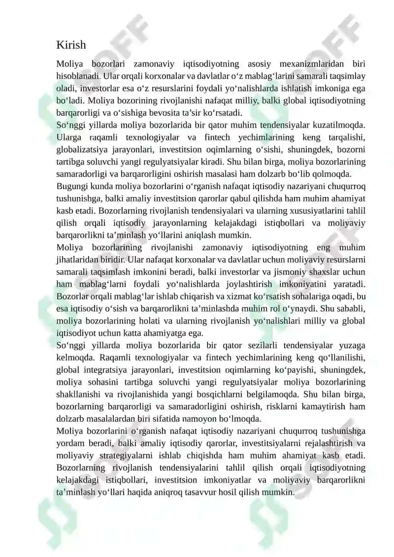 Moliya Bozorlari Rivojlanishning Tendensiyalari 2