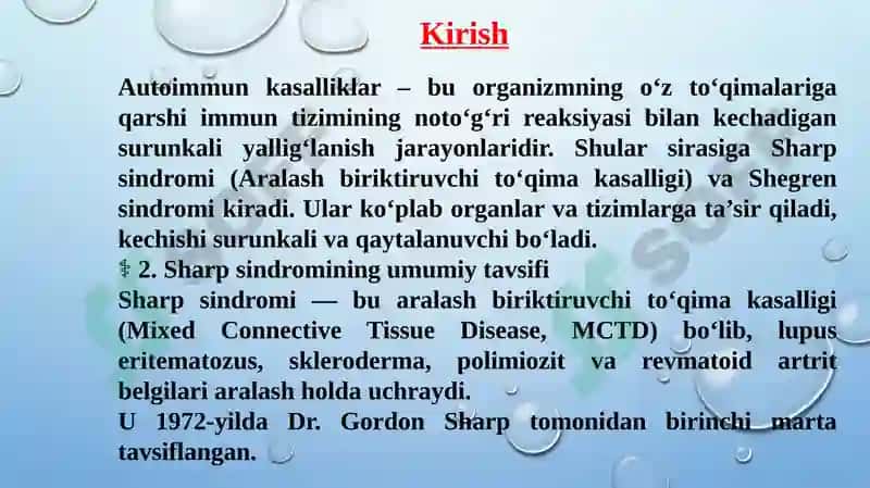 SHARP SINDROMI. SHEGREN KASALLIGI. 2