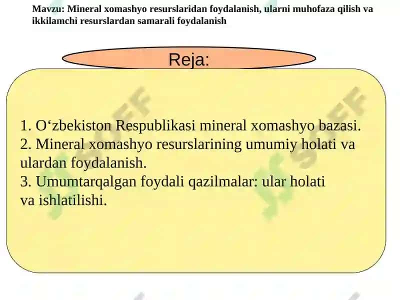 Mineral xomashyo resurslaridan foydalanish 2