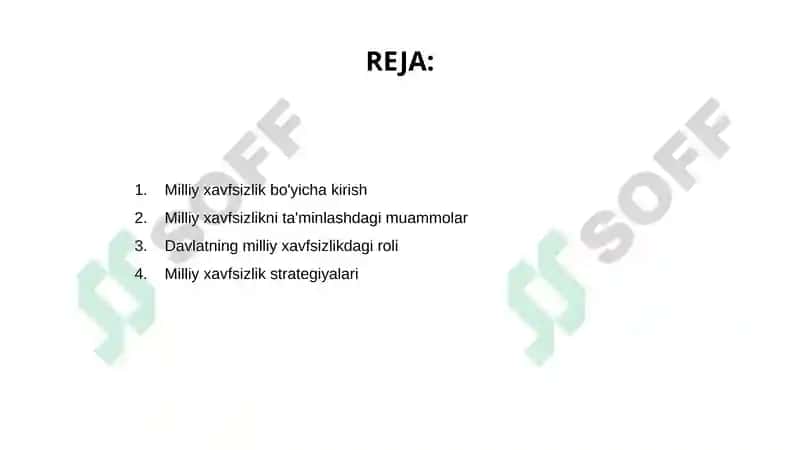 Milliy xavsiflikni ta'minlash borasida amalga oshirilayotgan ishlar. 2