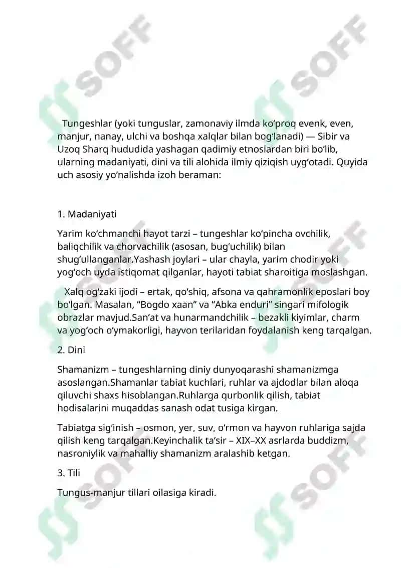 Tungeshlarning madaniyati, dini, tili 2