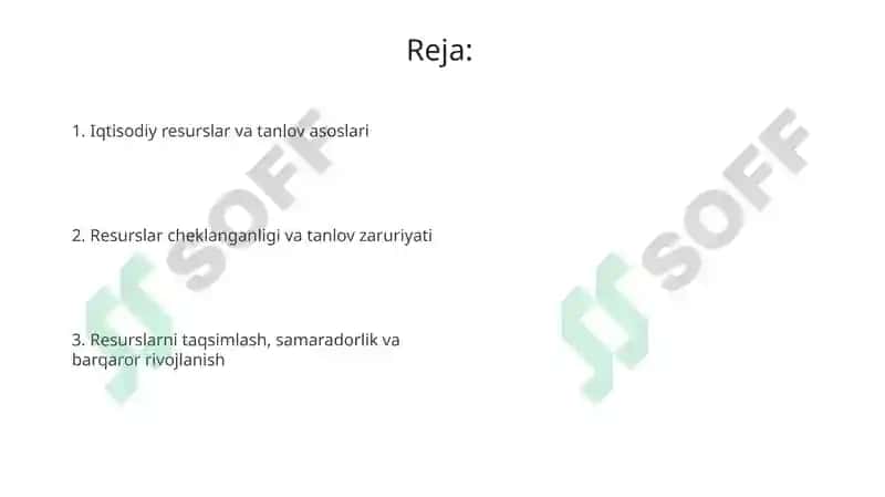 Iqtisodiy resurslar va iqtisodiy tanlov 2