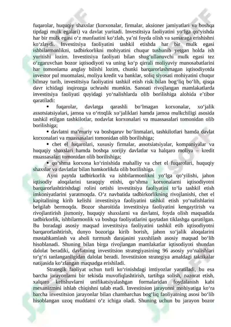 INVESTITSIYA JARAYONLARINING MAZMUNI VA ASOSIY BOSQICHLARI 2