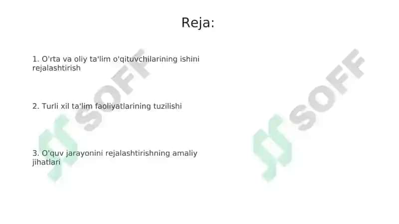 O'rta va oliy ta'lim o'qituvchilarining ishini rejalashtirish 2