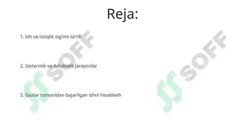 Gazning bajargan ishi issiqlik sigʻimi 2