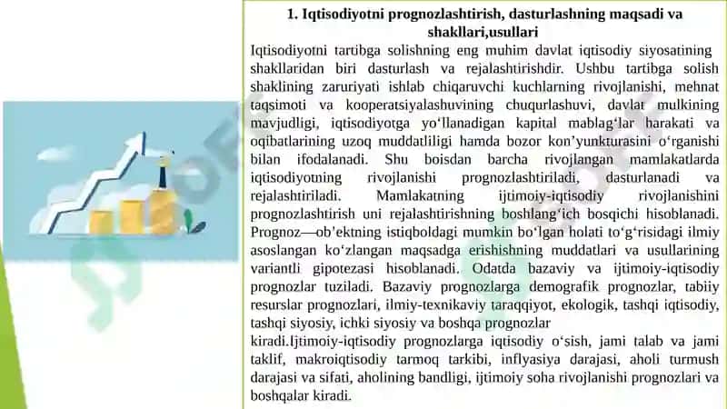 Davlatning iqtisodiy rivojlanishni dasturlash prognozlashtirish va rejalashtirish siyosati 2