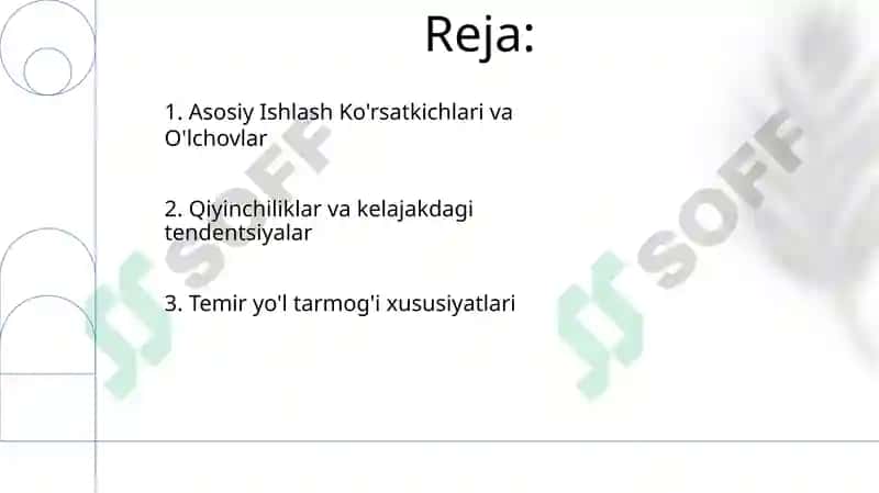 Temir yo'l transporti, uning o'ziga xos hususiyatlari va asosiy ko'rsatkichlari 2