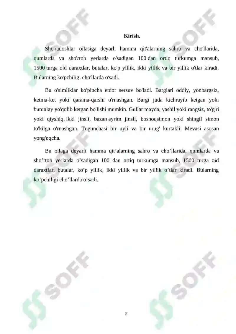 SHO’RADOSHLAR OILASI HAQIDA UMUMIY MA’LUMOT VA JAG’-JAG’ O‘SIMLIGI 2