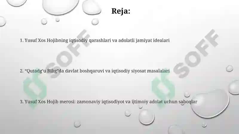 Yusuf Xos Hoji iqtisodiy boshqaruv, adolatli jamiyat 2
