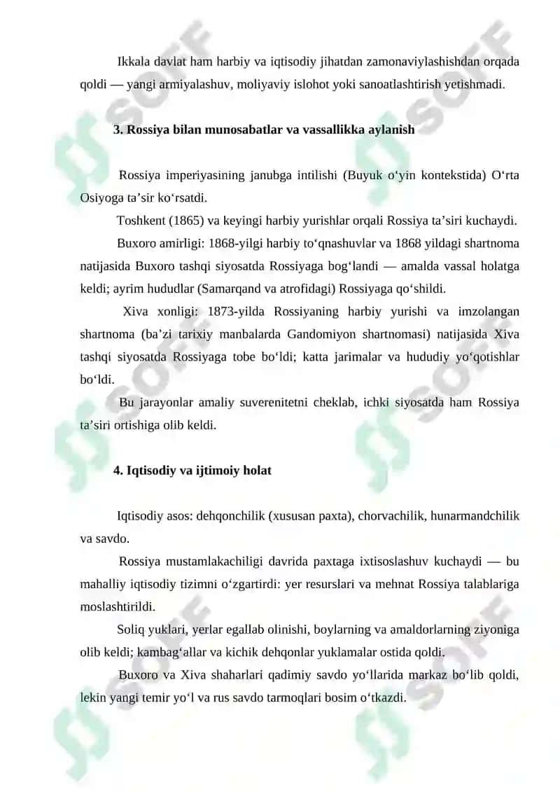XIX ASRNING IKKINCHI YARMI — XX ASRNING BOSHLARIDA BUXORO AMIRLIGI VA XIVA XONLIGI 2