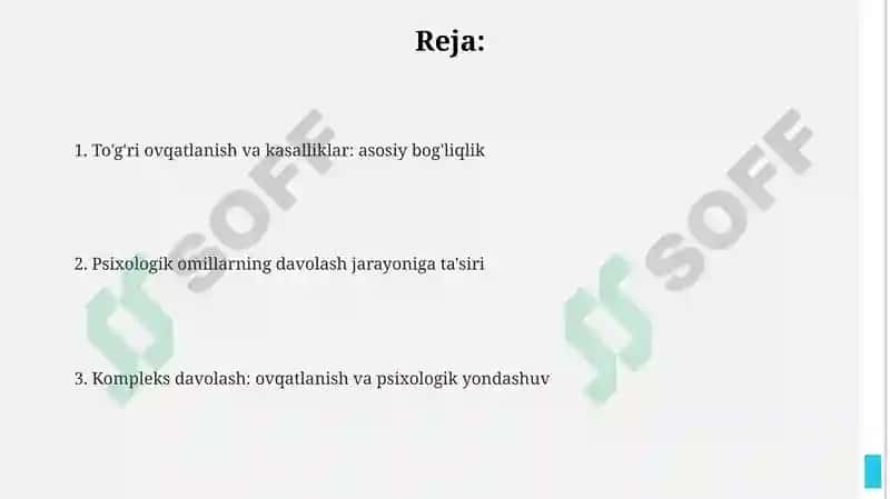 Sog'lom ovqatlanish va psixikaning davolashdagi ahamiyati 2