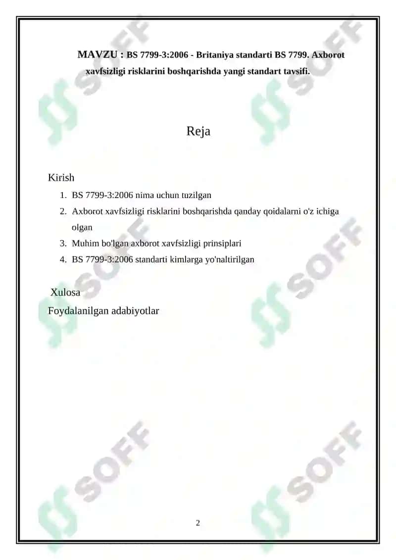 BS 7799-3:2006 - Britaniya standarti BS 7799. Axborot xavfsizligi risklarini boshqarishda yangi standart tavsifi 2