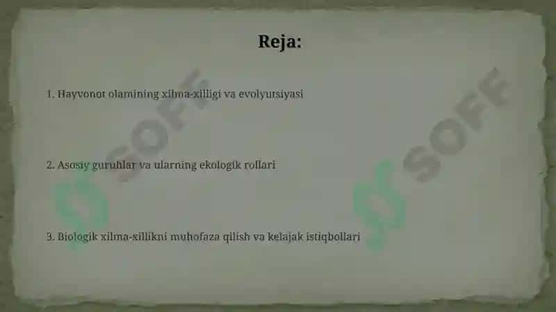 Hayvonot olami xilma-xilligi va uning tabiatdagi o'rni 2