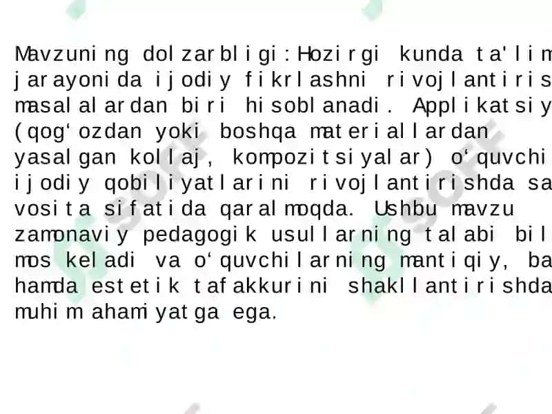 IJODIY QOBILIYATLARINI SHAKLLANTIRISHDA APPLIKATSIYANING OʻRNI 2