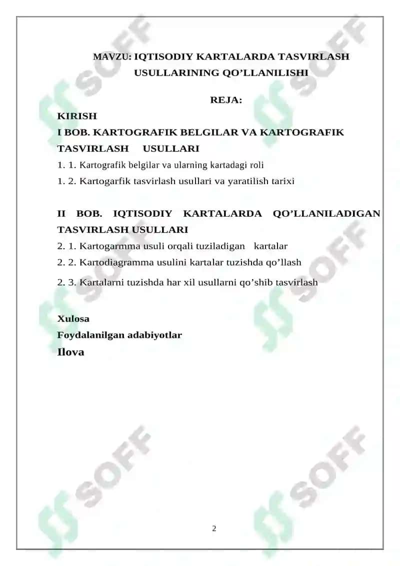 IQTISODIY KARTALARDA TASVIRLASH USULLARINING QO’LLANILISHI 2