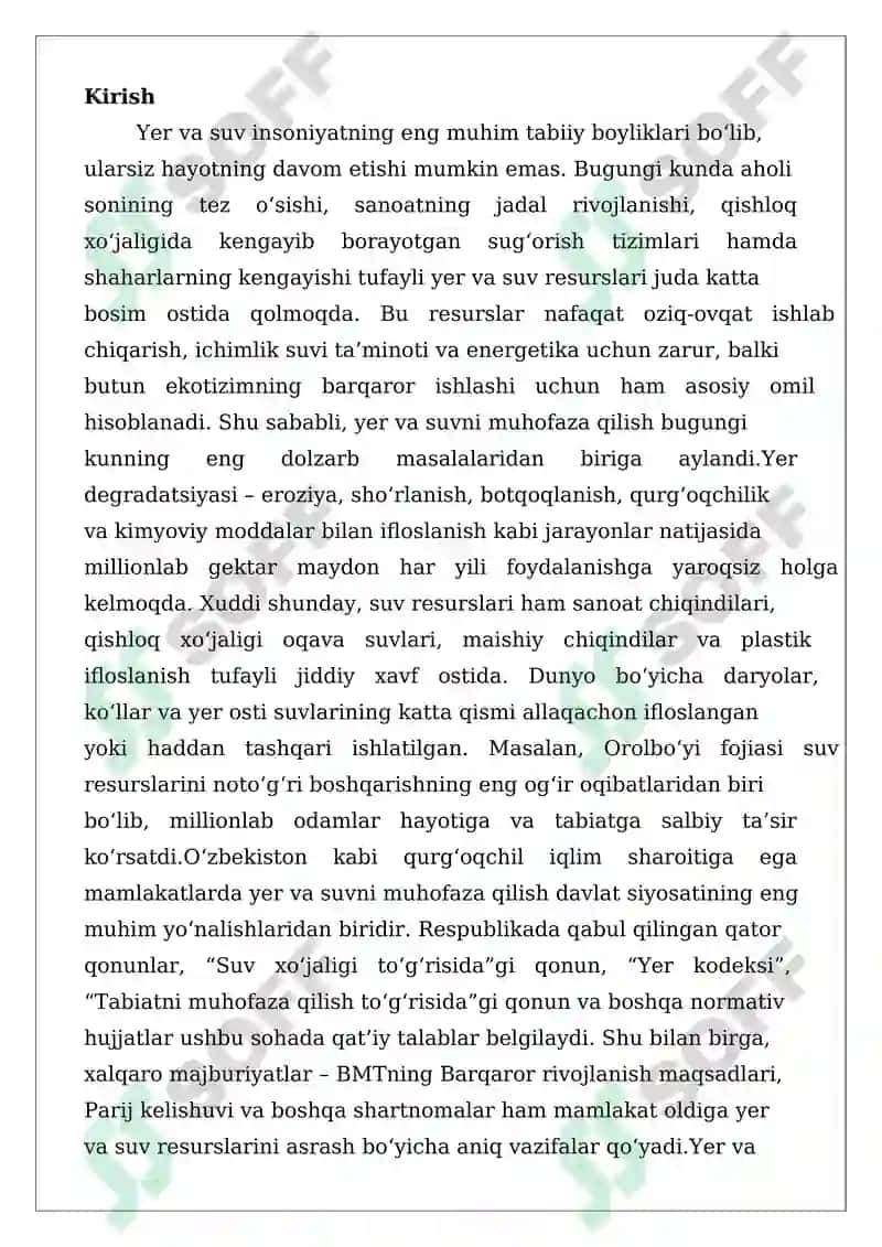Yer va suvlarni muhofaza qilish talablari 2