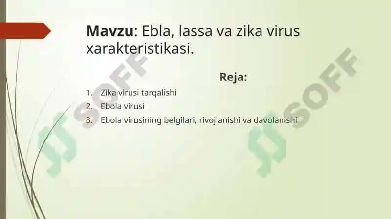 Ebola, Lassa, Zika viruslari, kasallik patogenizi, laborator tashhisi 2