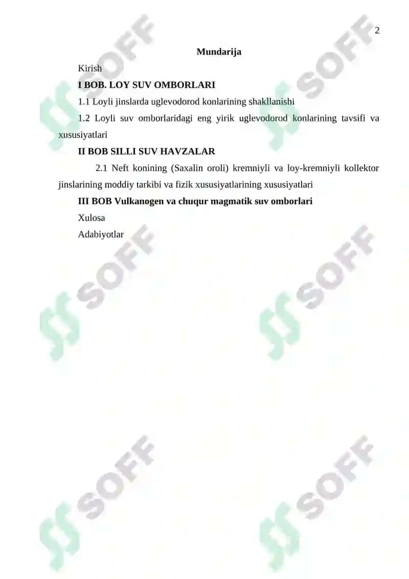 Neft va Gaz Kollektor Jinslari Kurs Loyihasi 2