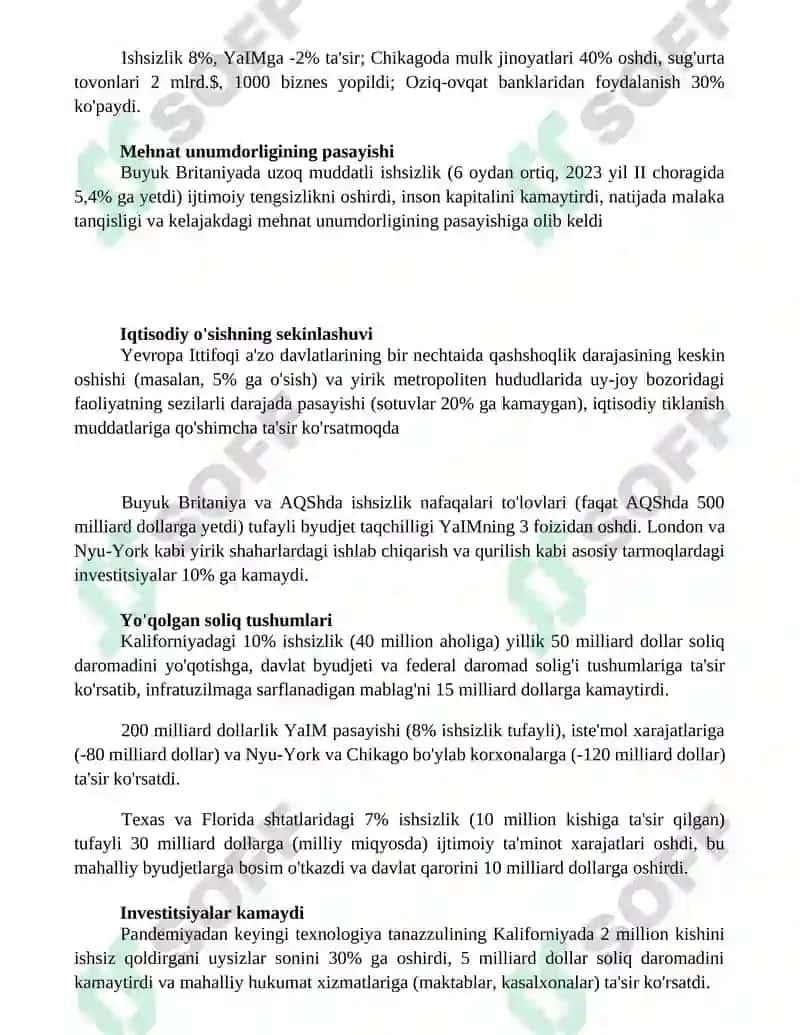 Buyuk vaboning iqtisodiy oqibatlari 2