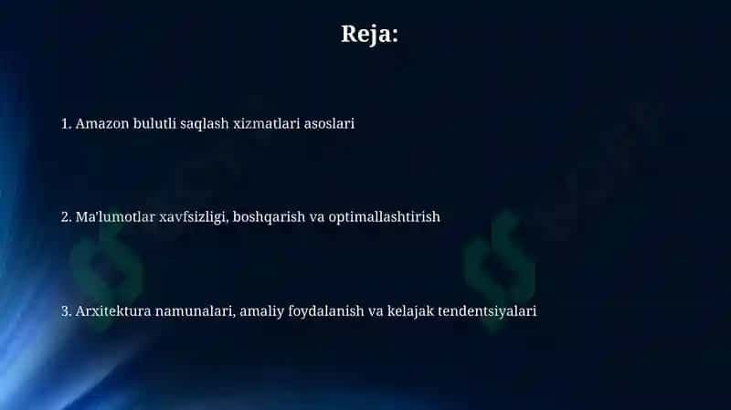 Amazon bulutli platformasida ma'lumotlarni saqlash 2