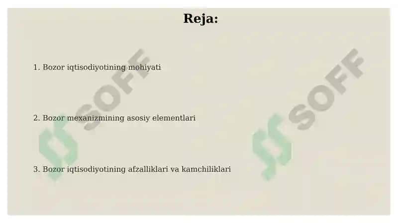 Bozor iqtisodiyotining mazmuni va amal qilishi 2