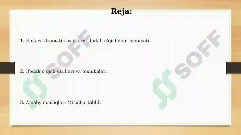 Epik va dramatik asarlarni ifodali o'qish 2
