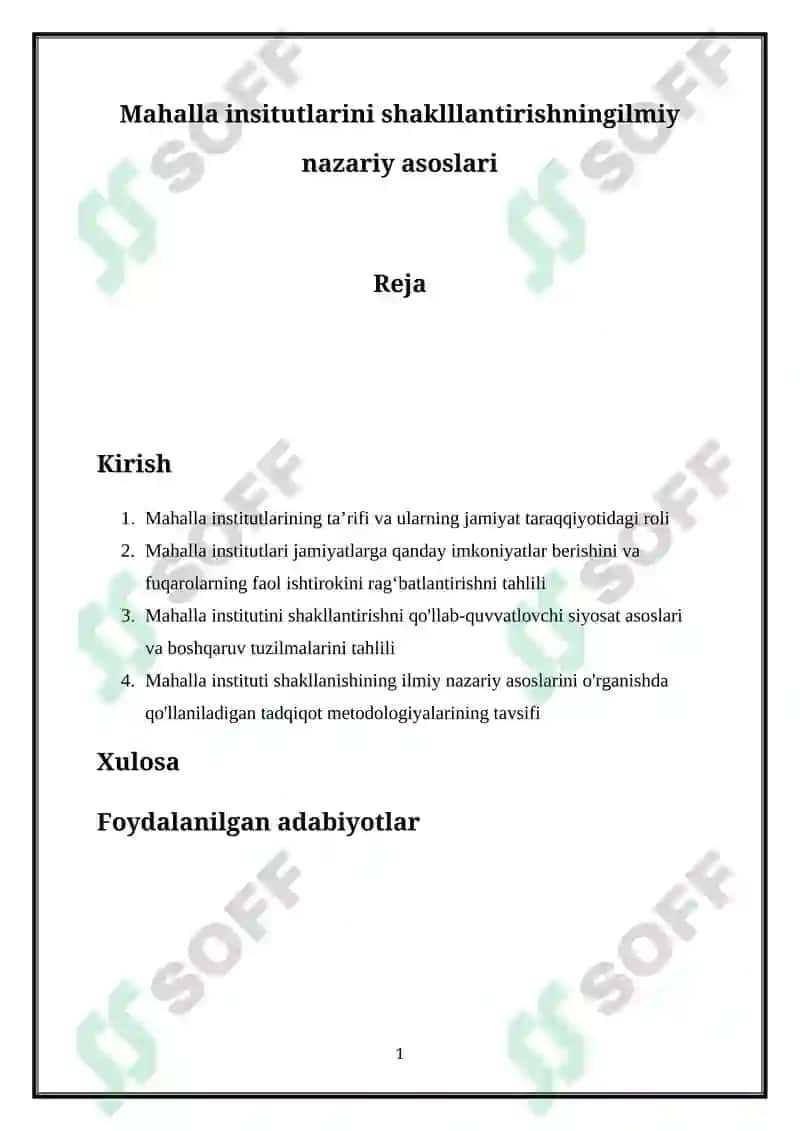 Mahalla institutlarini shakllantirishning ilmiy nazariy asoslari 2