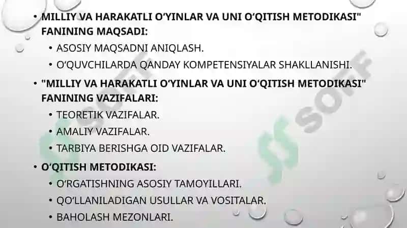 MILLIY VA HARAKATLI OYINLAR VA UNI O’QITISH METODIKASI FANINING MAQSADI HAMDA VAZIFALARI 2