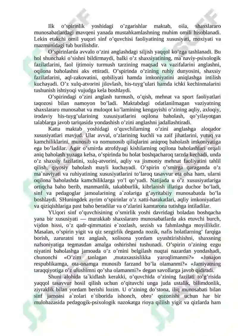 Ilk o’spirinlik va yoshlik davrida psixik rivojlanish xususiyatlari 2