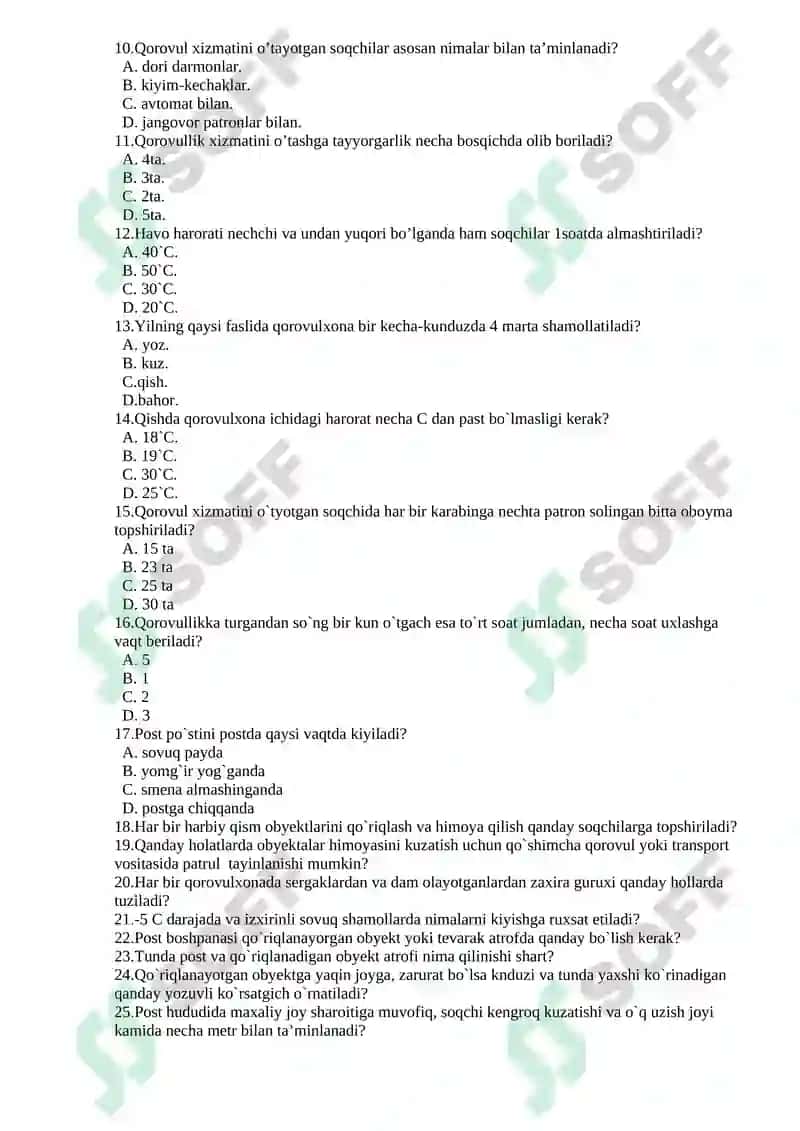 CHQBT fanidan Test (10-sinf nazorat ishi 3-Чорак) 2