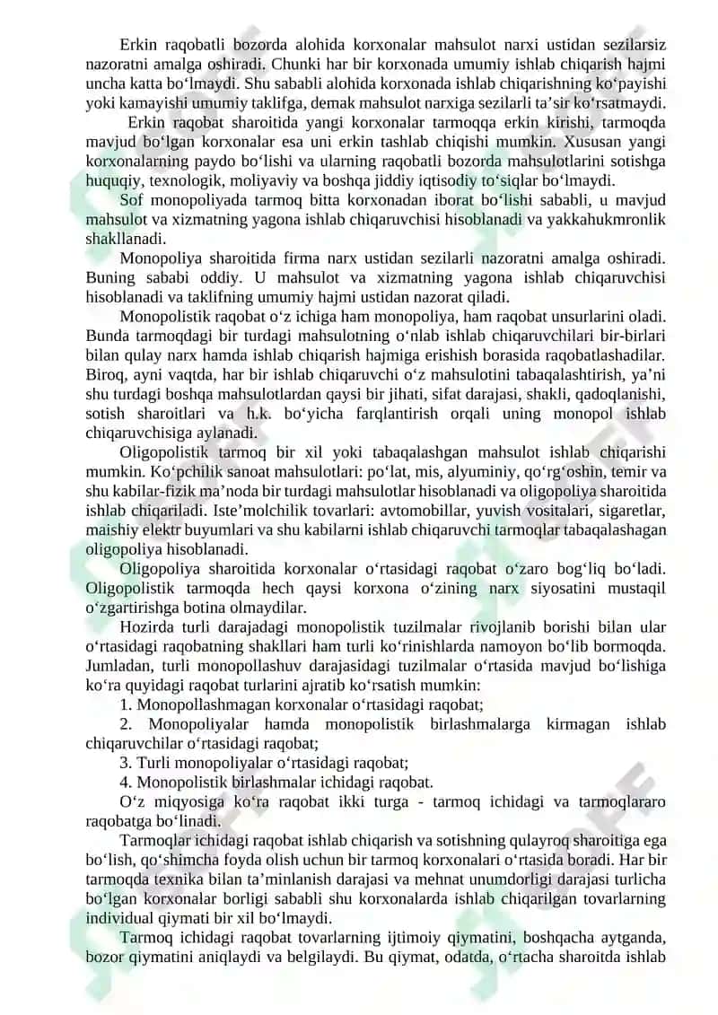 Mukammal bozorda raqobat va monopoliya 2