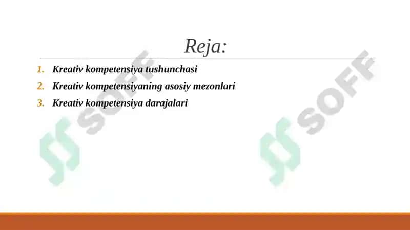 Kreativ kompitensiyaning mezonlari va darajalari 2