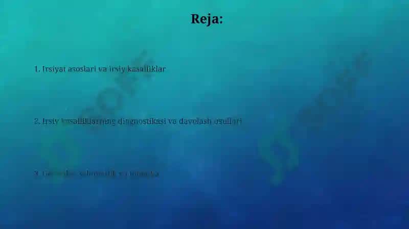 Irsiyat va irsiy kasalliklar 2