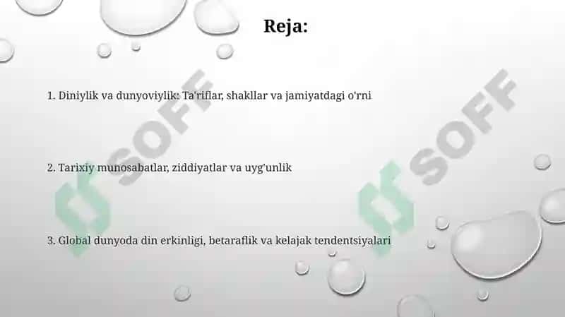 Diniylik va dunyoviylik masalasi 2