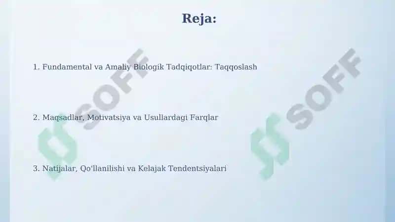 Fundamental va amaliy tadqiqotlarning biologiyadagi farqlari 2