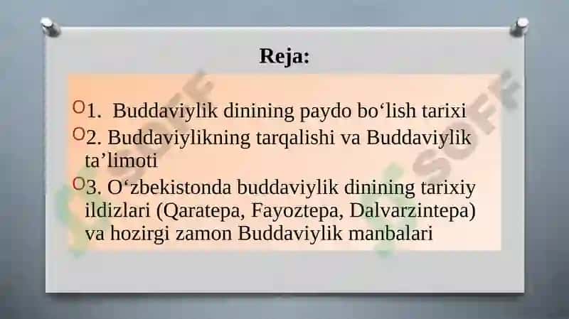 Buddizm dini tarixi va asosiy g'oyalar 2