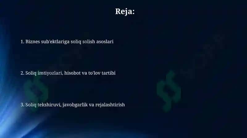 Biznes sub'ektlariga soliq solish 2