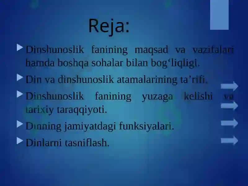 Dinshunoslik faniga kirish 2