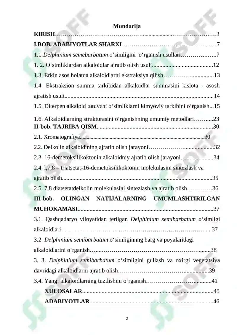 Delphinium semebarbatum o‘simligining kimyoviy tarkibi 2